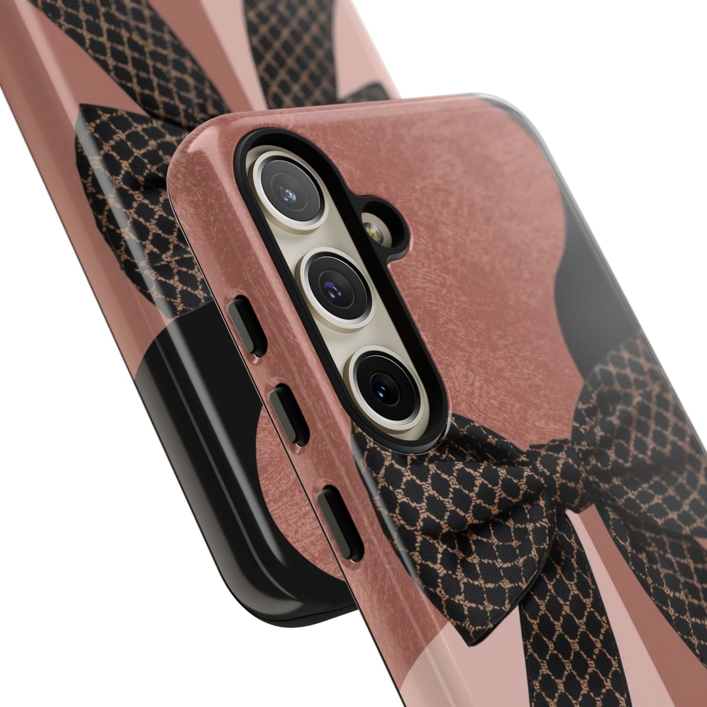 Bow Stripe Tough Phone Case – Pink Mauve Protective Cover