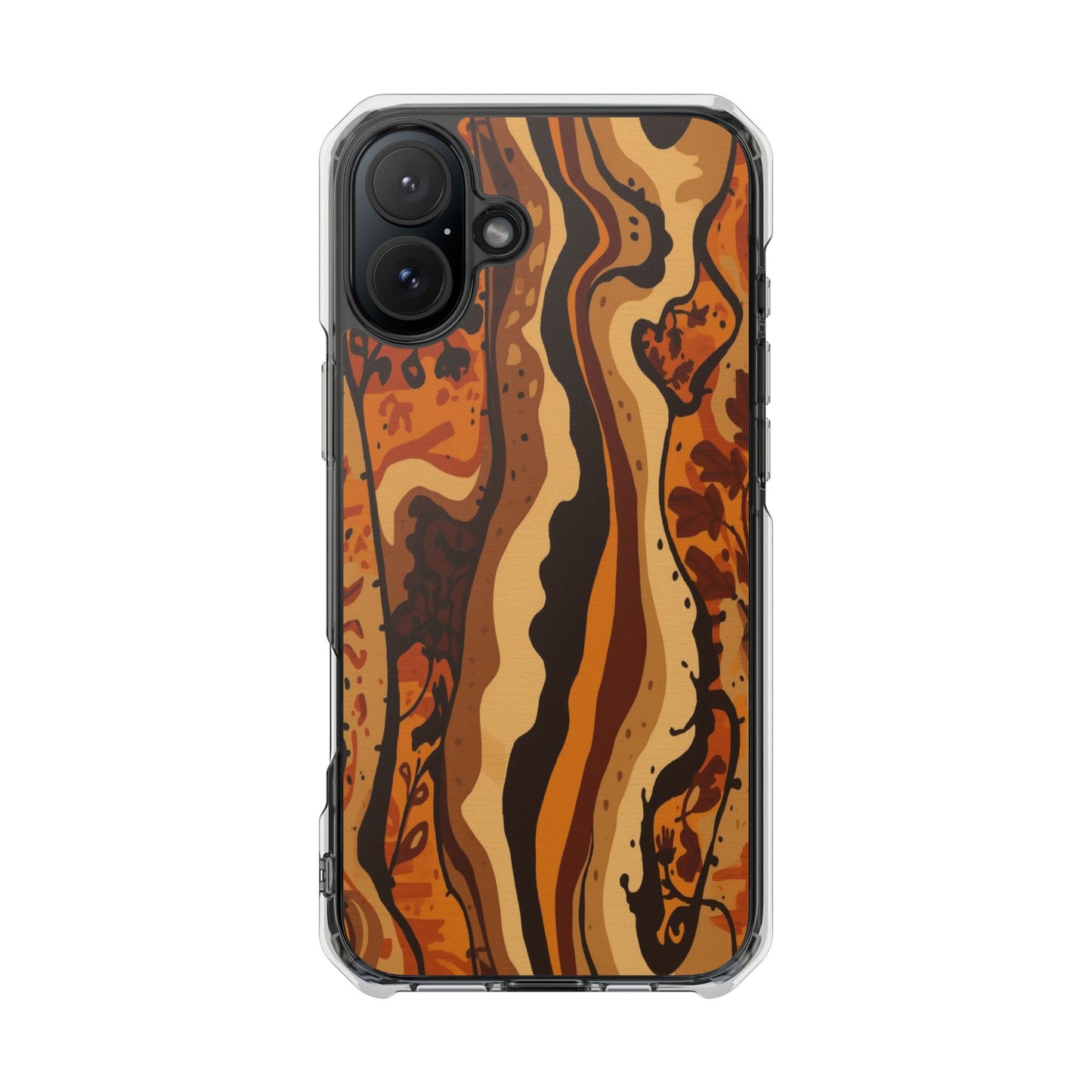Amber Swirl Magnetic Clear Impact Phone Case — Protective Clear Case with Abstract Woodgrain Design