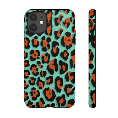 Teal & Rust Leopard Phone Case — Tough Protective Animal Print
