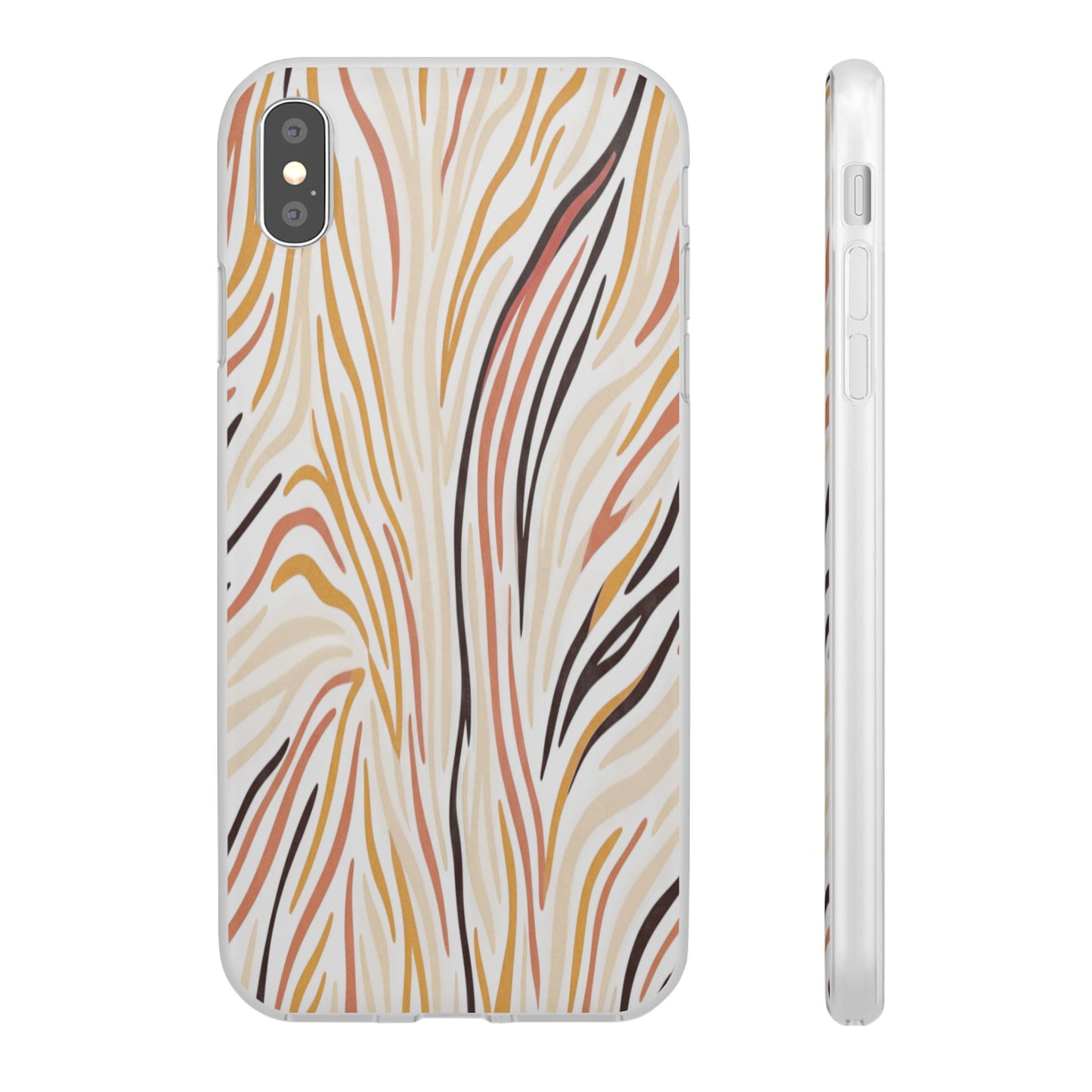 Marbled Neutral Stripe Phone Case — Abstract Beige & Terracotta Flexi Case