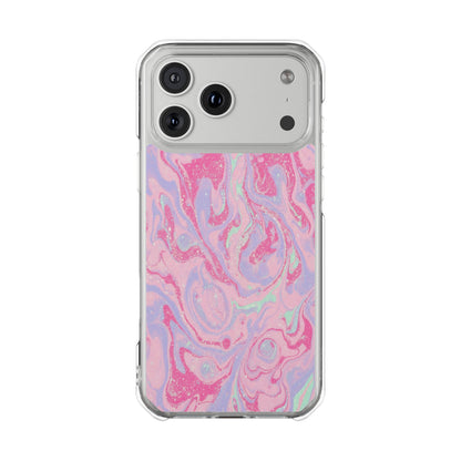 Pink Marble Magnetic Clear Phone Case — Impact-Resistant iPhone Cover