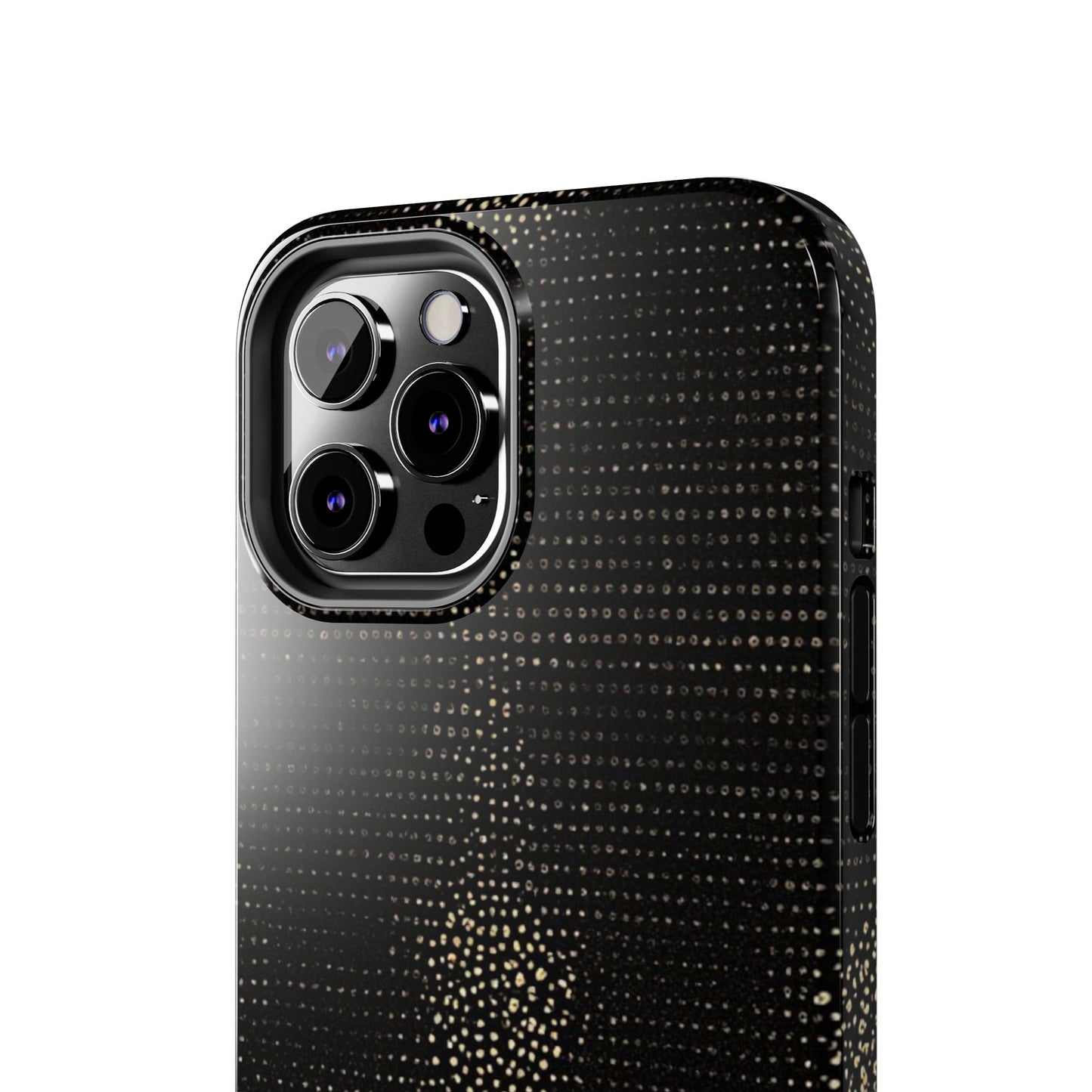 Tough Phone Case — Black Textured Metallic Dot Shield