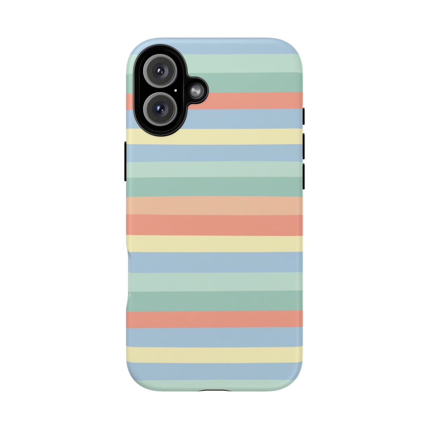 Pastel Striped Phone Case — Retro Horizontal Multi-Color Tough Case