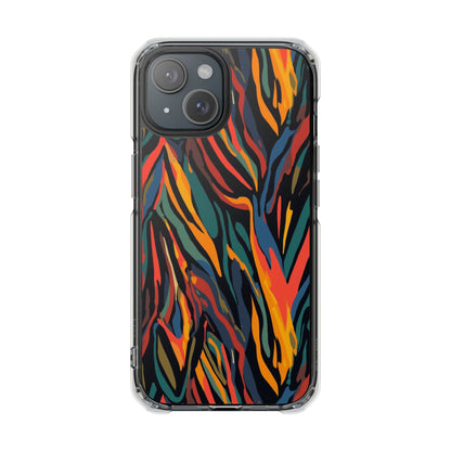 Clear Magnetic Phone Case — Abstract Flame Zebra Art