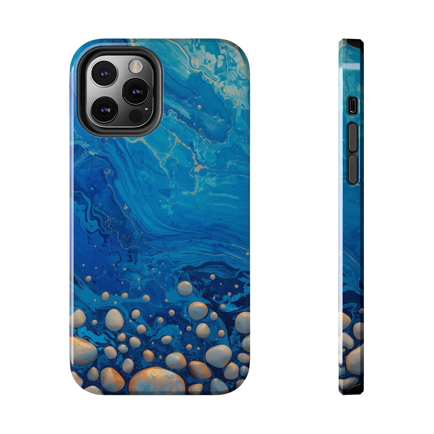 Blue Ocean Pebble Tough Phone Case — Protective Artistic Marble Design
