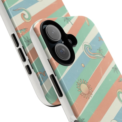 Surf Stripe Tough Phone Case — Retro Beach Waves Pattern