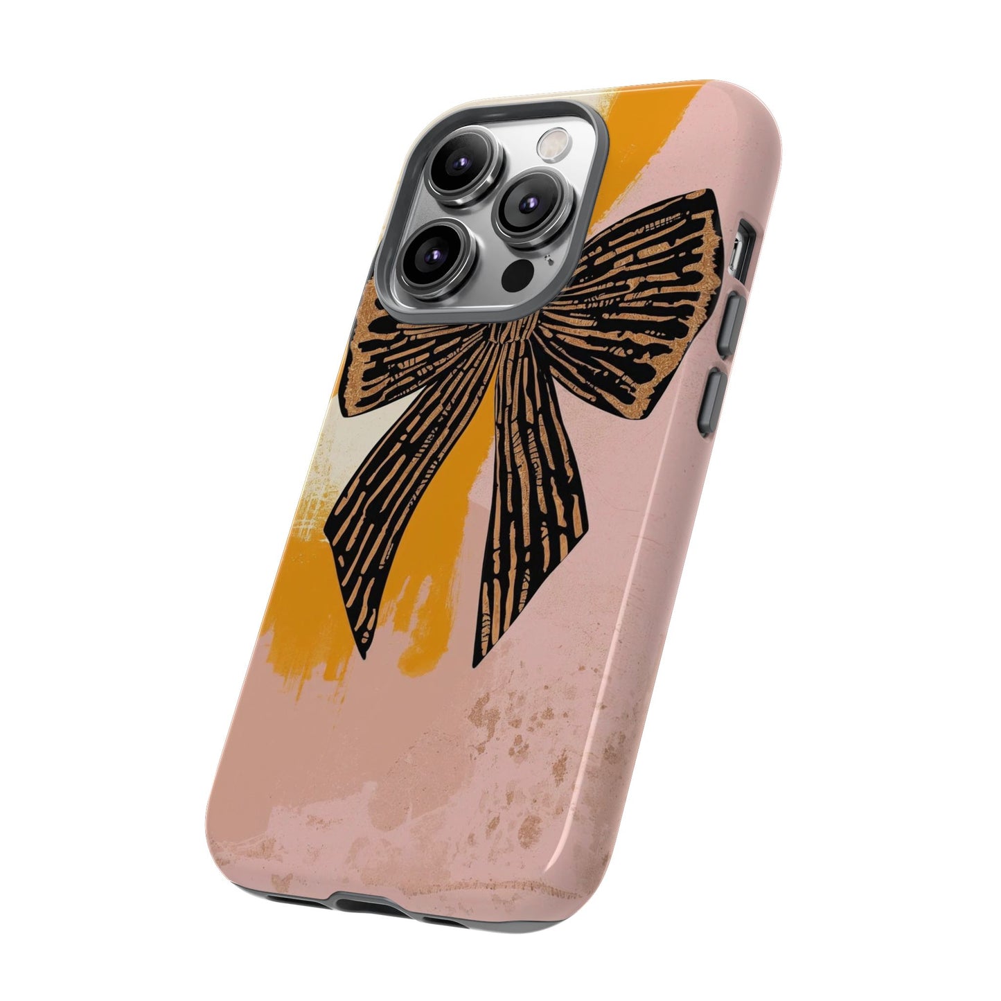 Bow Brushstroke Tough Phone Case — Pink & Mustard