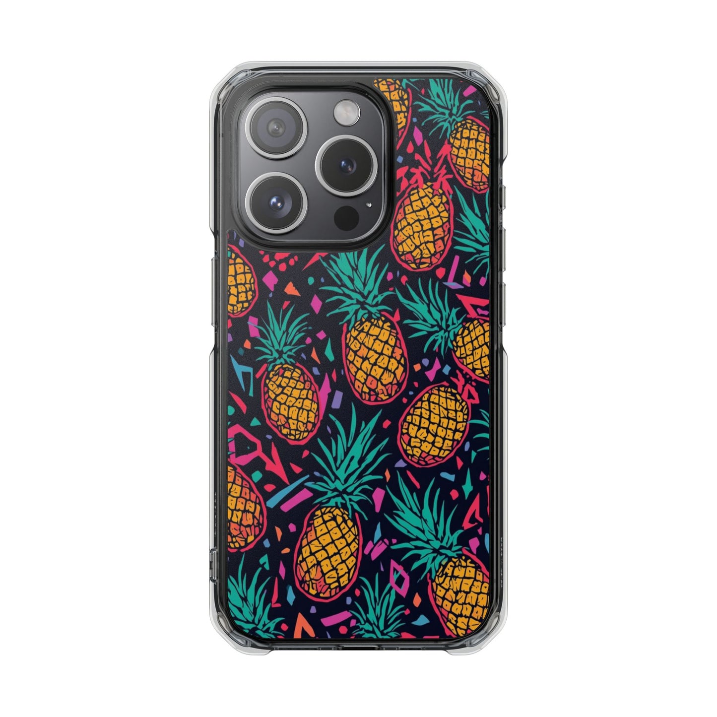 Clear Magnetic Phone Case — Tropical Pineapple Pattern