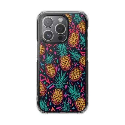 Clear Magnetic Phone Case — Tropical Pineapple Pattern