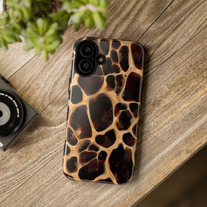 Phone Case — Brown Leather Dot Texture Rugged Protective Cover