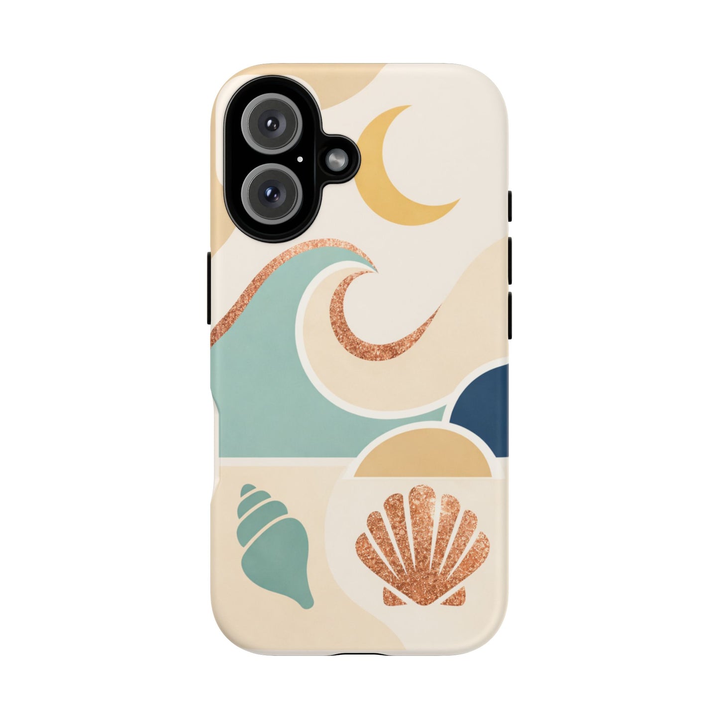 Sea Breeze Tough Phone Case — Retro Waves & Shells Design