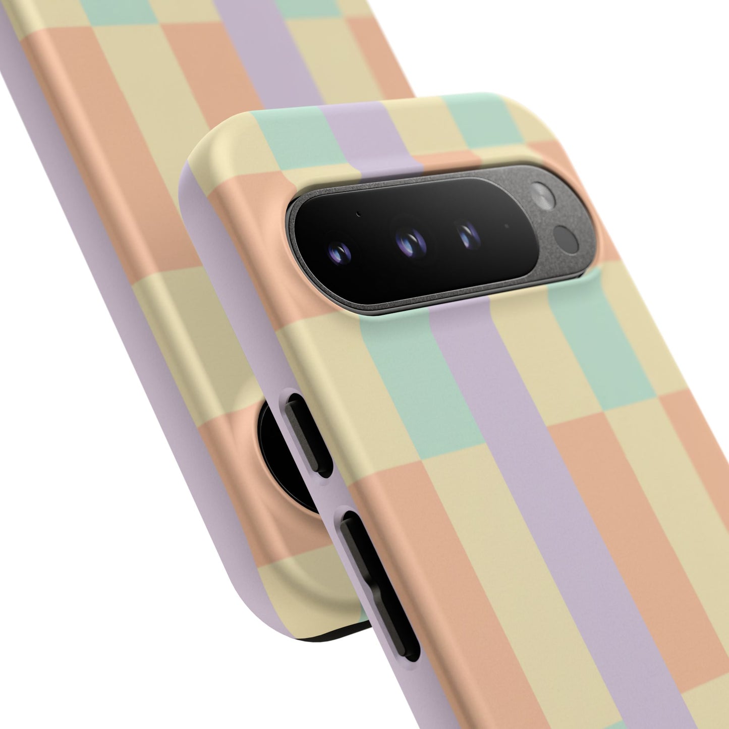 Pastel Checkered Phone Case — Retro Stripe Tough Case