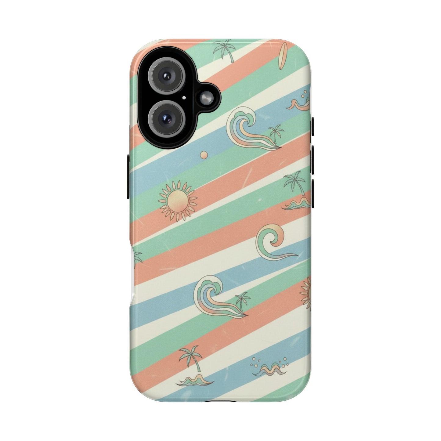 Surf Stripe Tough Phone Case — Retro Beach Waves Pattern