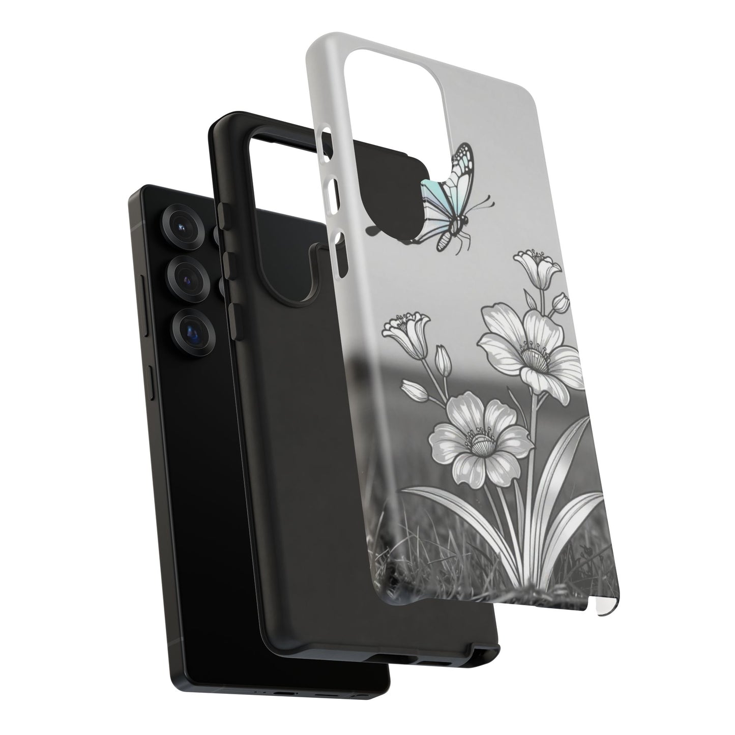 Butterfly & Wildflower Tough Phone Case — Durable Floral Phone Cover