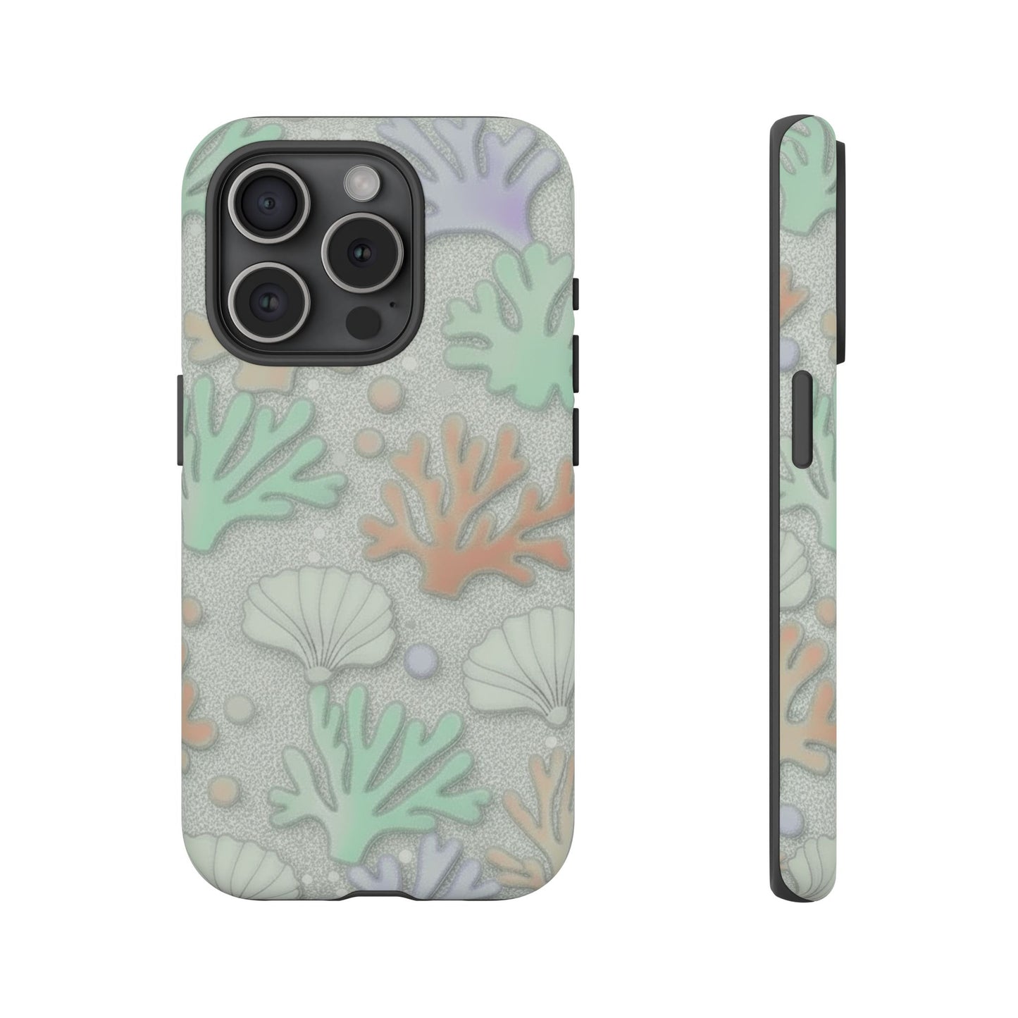 Pastel Coral Reef Tough Phone Case – Sea Shell & Coral Pattern Durable Protector