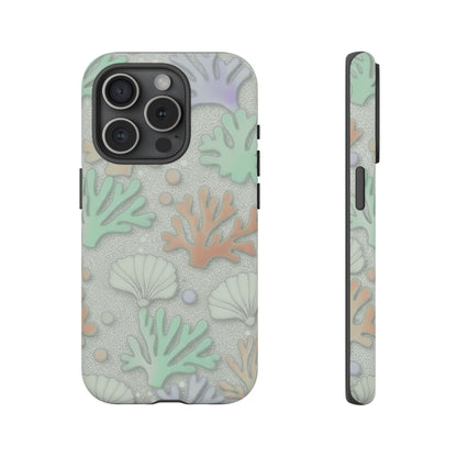 Pastel Coral Reef Tough Phone Case – Sea Shell & Coral Pattern Durable Protector