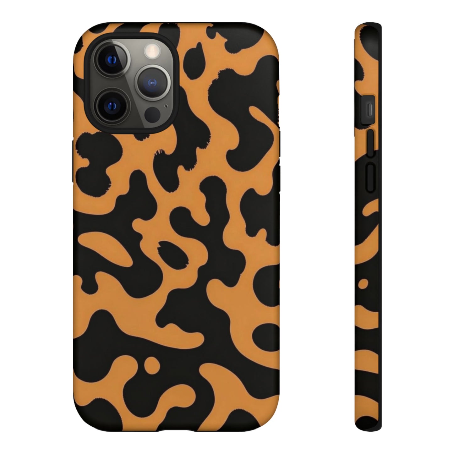 Leopard Print Phone Case — Orange & Black Tough Pattern Protective Cover