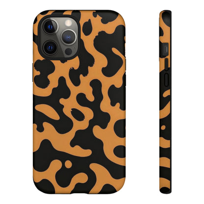 Leopard Print Phone Case — Orange & Black Tough Pattern Protective Cover