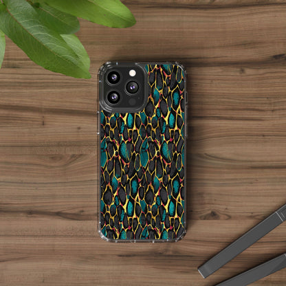 Teal Gold Leopard Clear Phone Case