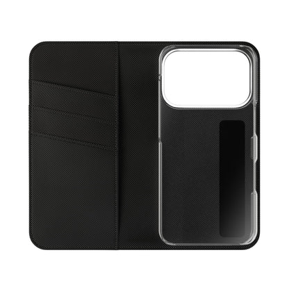 Checkered Flip Phone Case – Black & Cream Retro Grid Wallet Case
