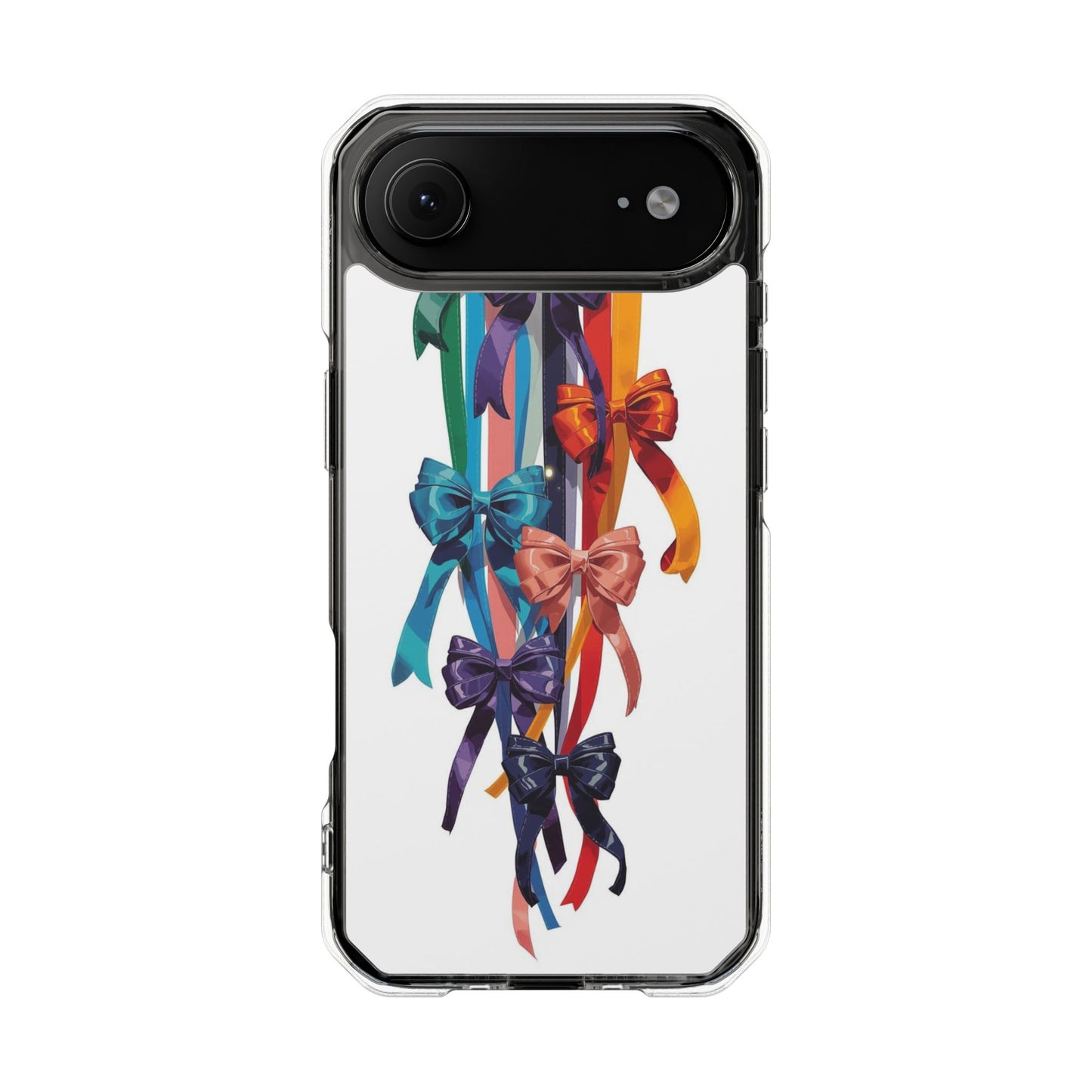Clear Magnetic Phone Case — Colorful Ribbon Bows Design