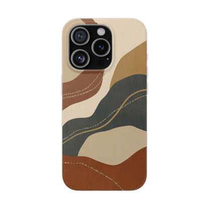 Abstract Earth Tone Phone Case — Boho Wavy Flexi Case