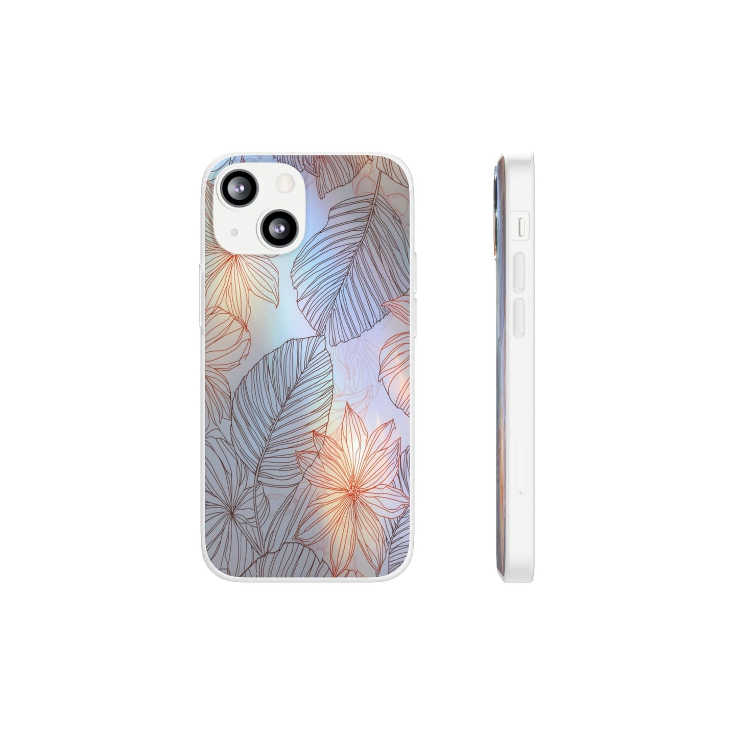 Floral Holographic Phone Case — Iridescent Leaves & Flowers Flexi Case