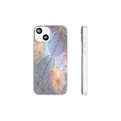 Floral Holographic Phone Case — Iridescent Leaves & Flowers Flexi Case