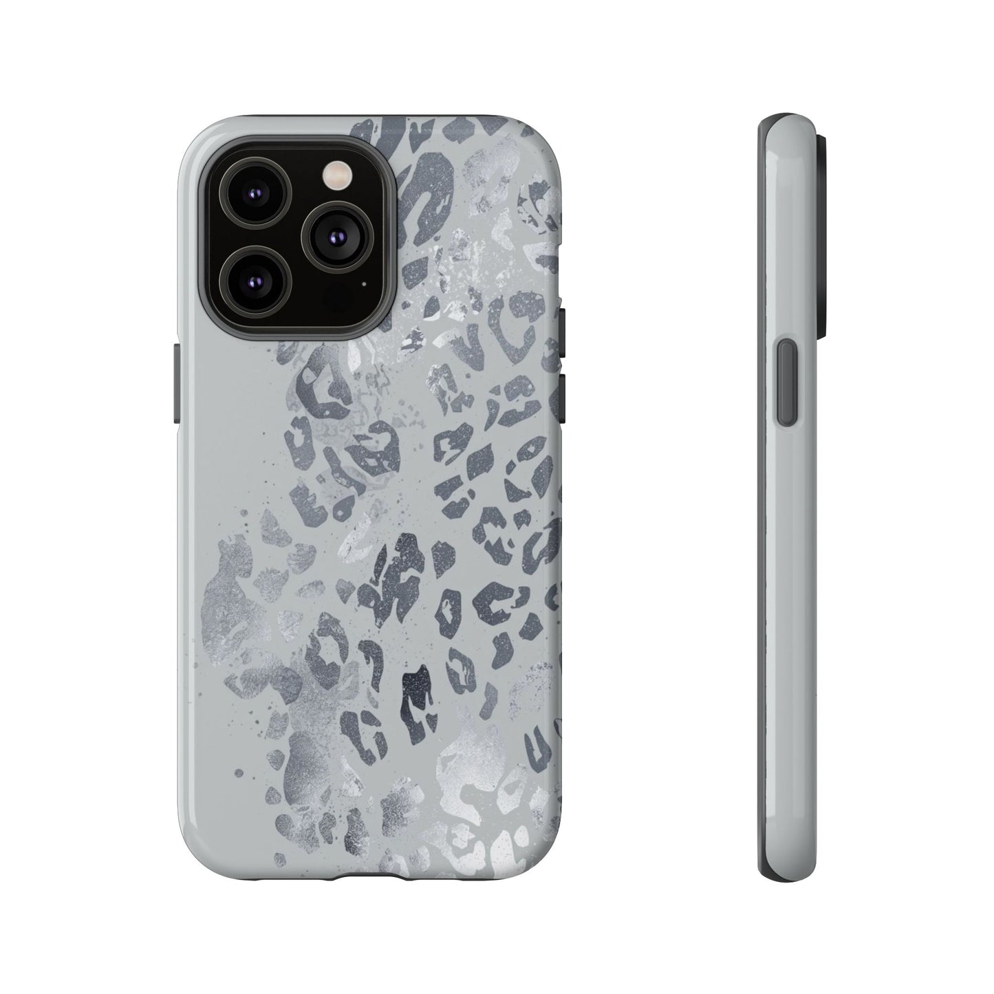 Gray Leopard Print Tough Phone Case