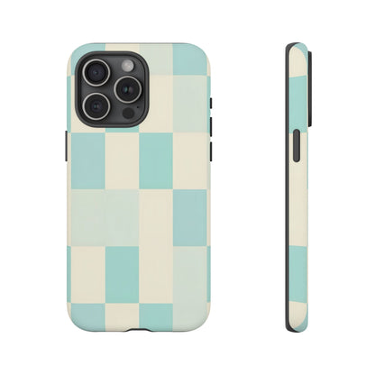 Pastel Checkerboard Tough Case – Mint & Cream Protective Phone Cover