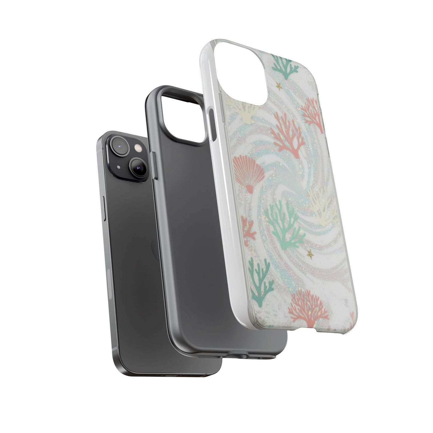 Seafoam Coral Tough Phone Case - Pastel Ocean Wave Design