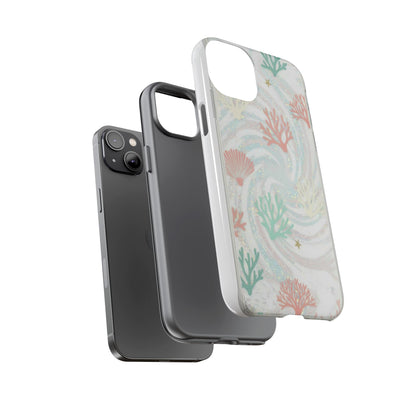 Seafoam Coral Tough Phone Case - Pastel Ocean Wave Design