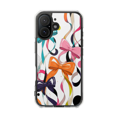 Clear Magnetic Phone Case — Colorful Ribbon & Bow Design