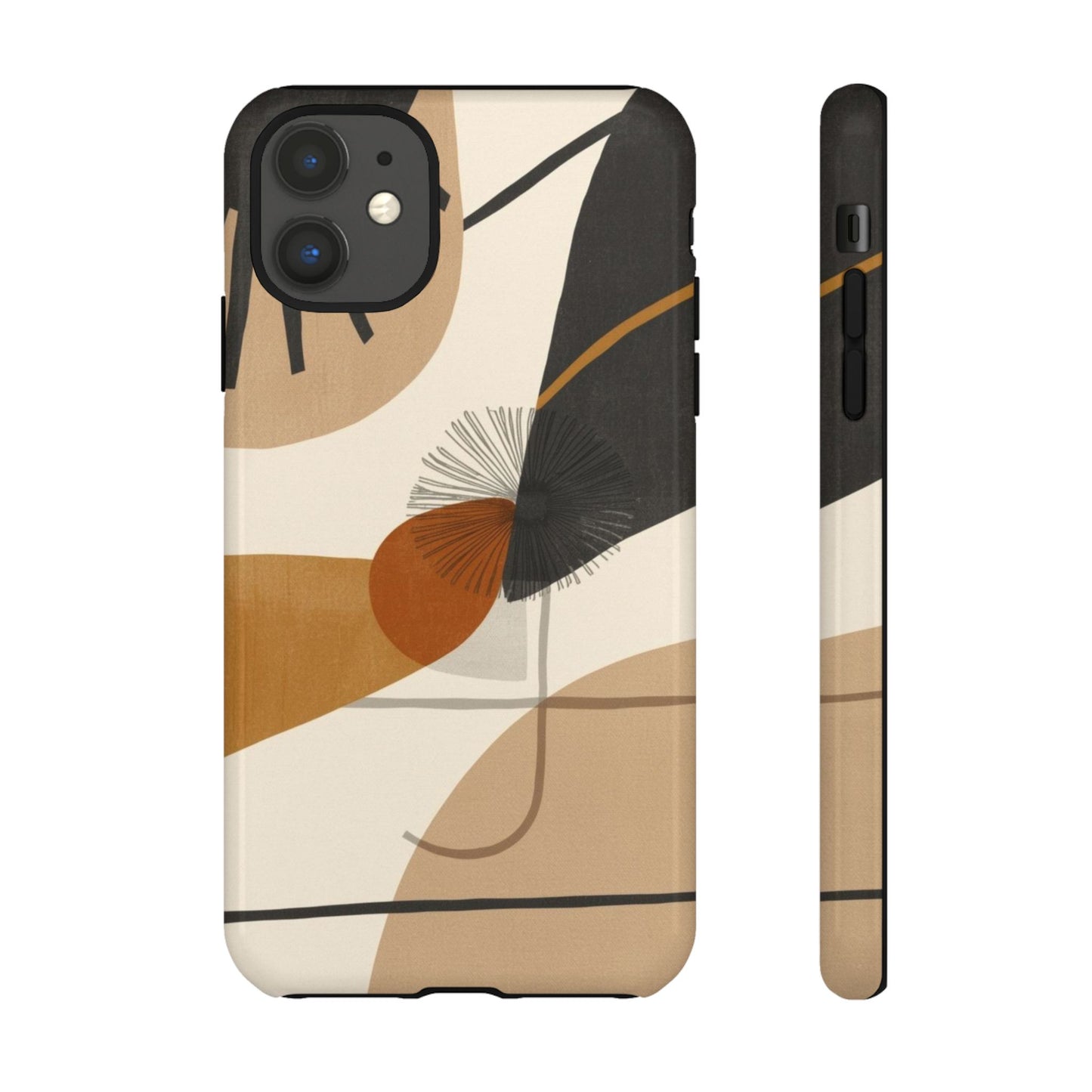 Abstract Earth Tone Phone Case — Mid-Century Minimalist Tough Case