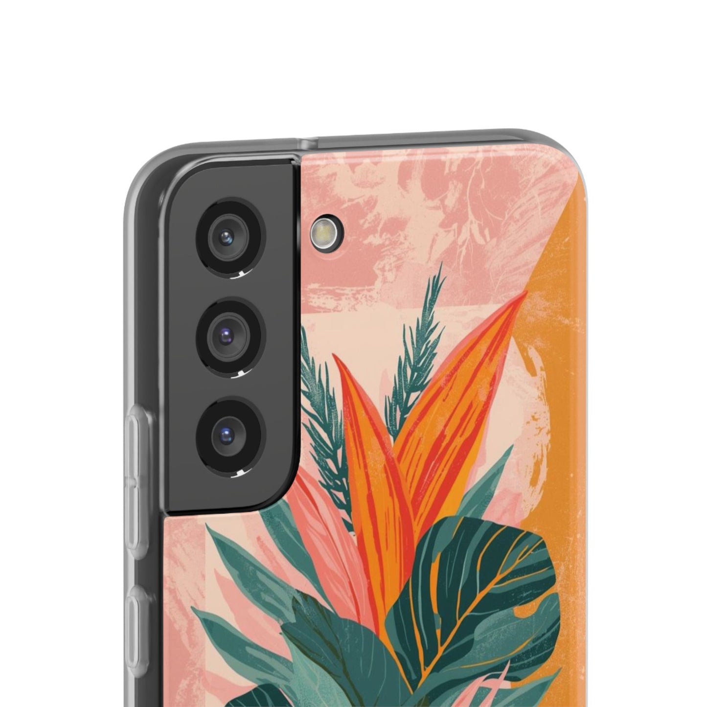 Tropical Botanical Phone Case — Pink & Orange Floral Flexi Case