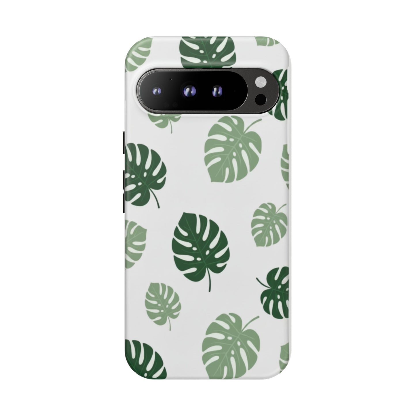 Monstera Leaf Tough Phone Case – Tropical Green Palm Pattern Protective Cover