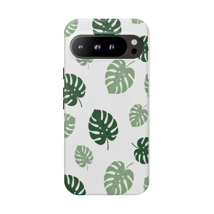 Monstera Leaf Tough Phone Case – Tropical Green Palm Pattern Protective Cover