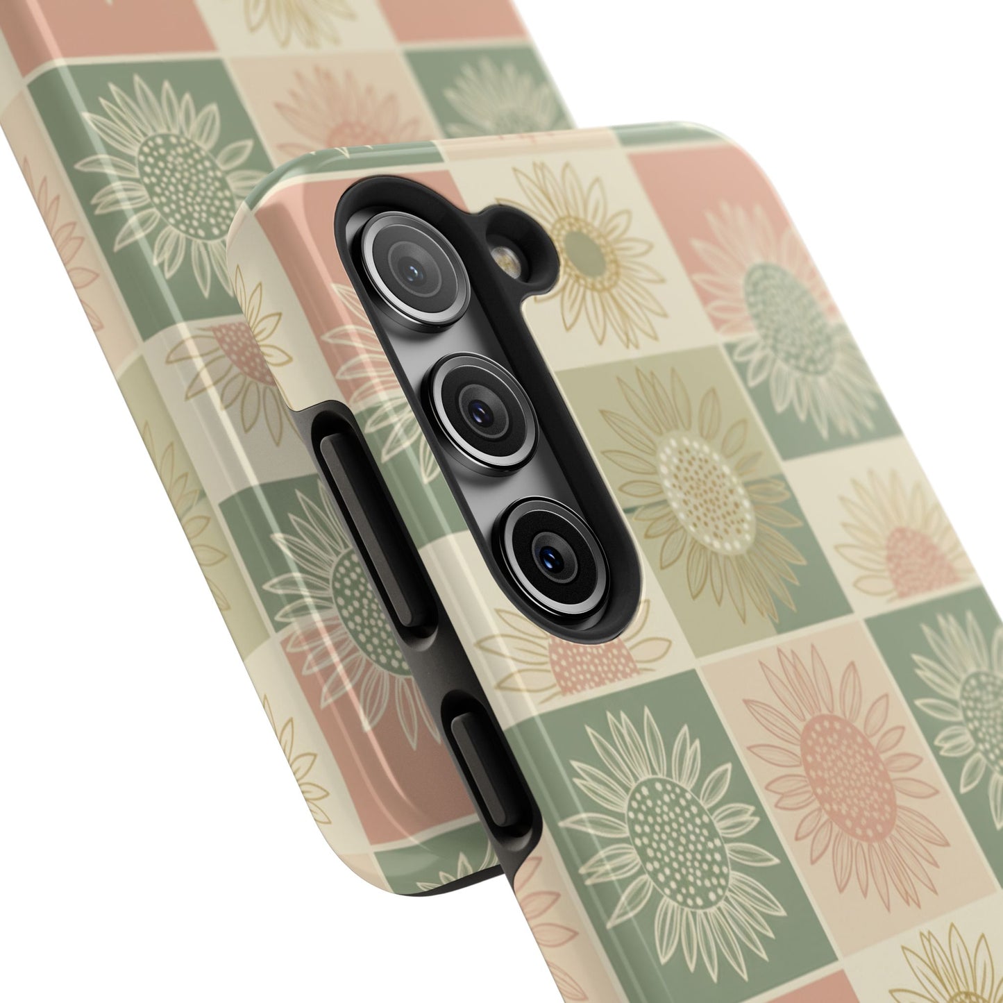 Copy of Copy of Sunflower Check iPhone Tough Phone Case — Retro Pastel Floral Protective Cover