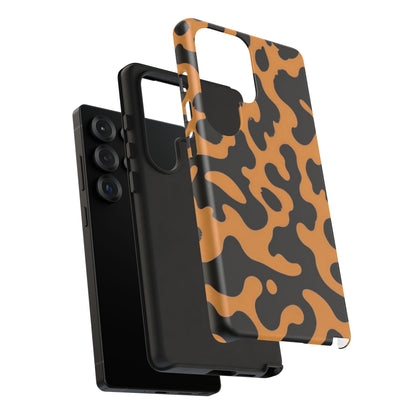 Leopard Print Phone Case — Orange & Black Tough Pattern Protective Cover