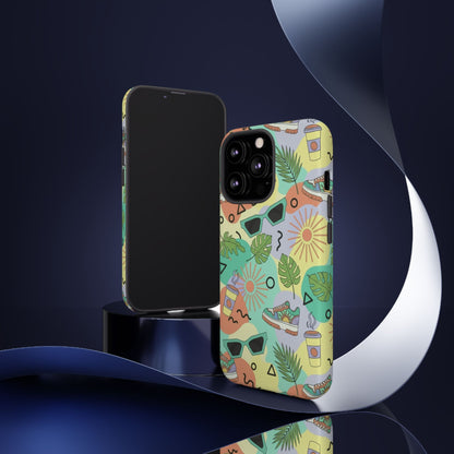 Tropical Summer Phone Case — Retro Sunglasses, Sneakers & Palm Pattern