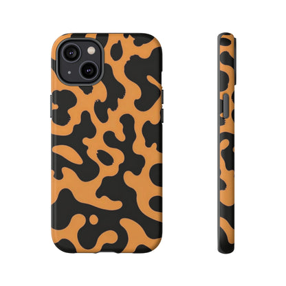 Leopard Print Phone Case — Orange & Black Tough Pattern Protective Cover