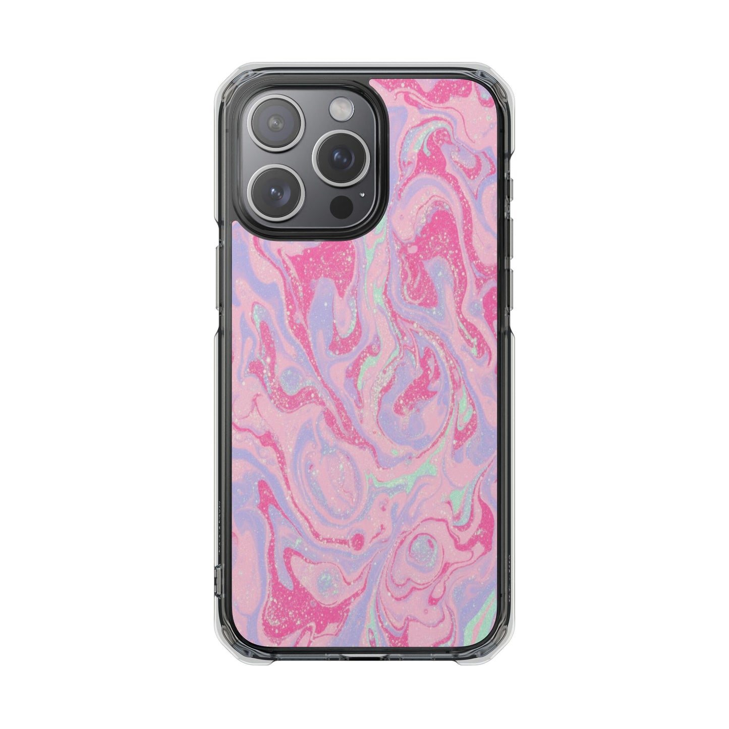 Pink Marble Magnetic Clear Phone Case — Impact-Resistant iPhone Cover