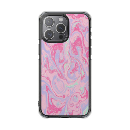Pink Marble Magnetic Clear Phone Case — Impact-Resistant iPhone Cover