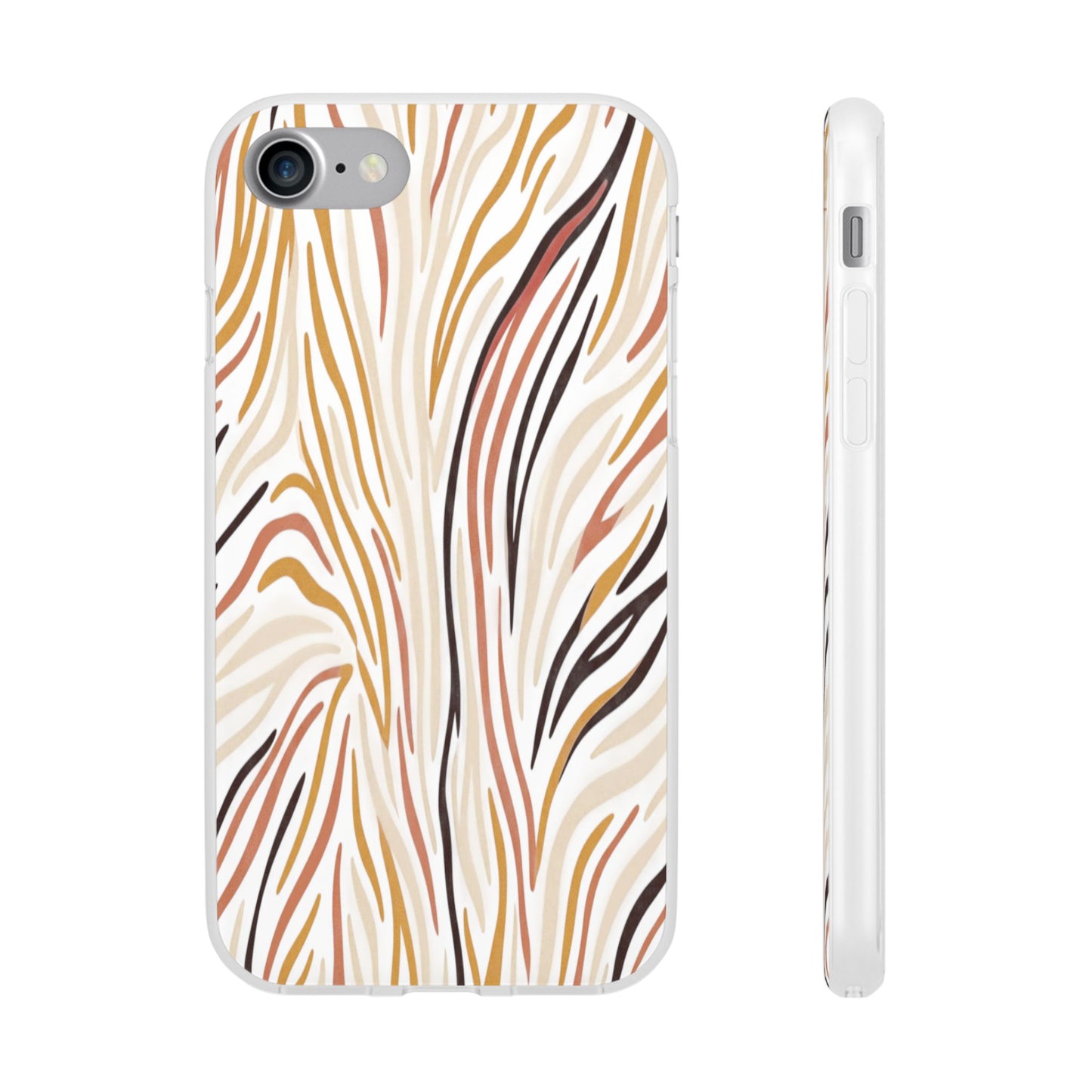 Marbled Neutral Stripe Phone Case — Abstract Beige & Terracotta Flexi Case