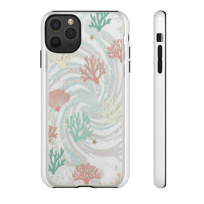 Seafoam Coral Tough Phone Case - Pastel Ocean Wave Design
