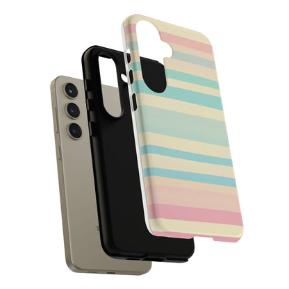Pastel Striped Tough Phone Case – Protective Retro Rainbow Design