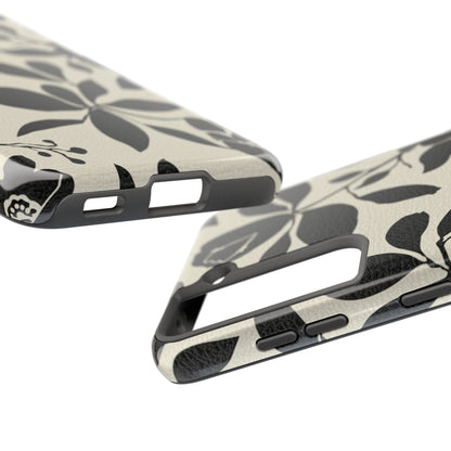 Tough Phone Case — Black Floral Silhouette Protective Cover