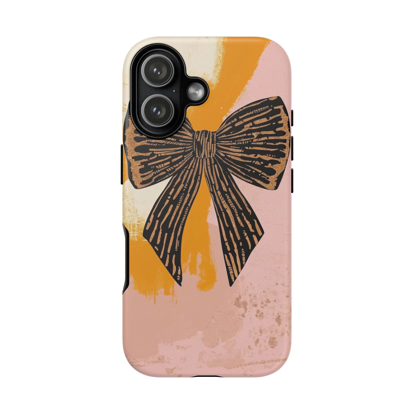 Bow Brushstroke Tough Phone Case — Pink & Mustard