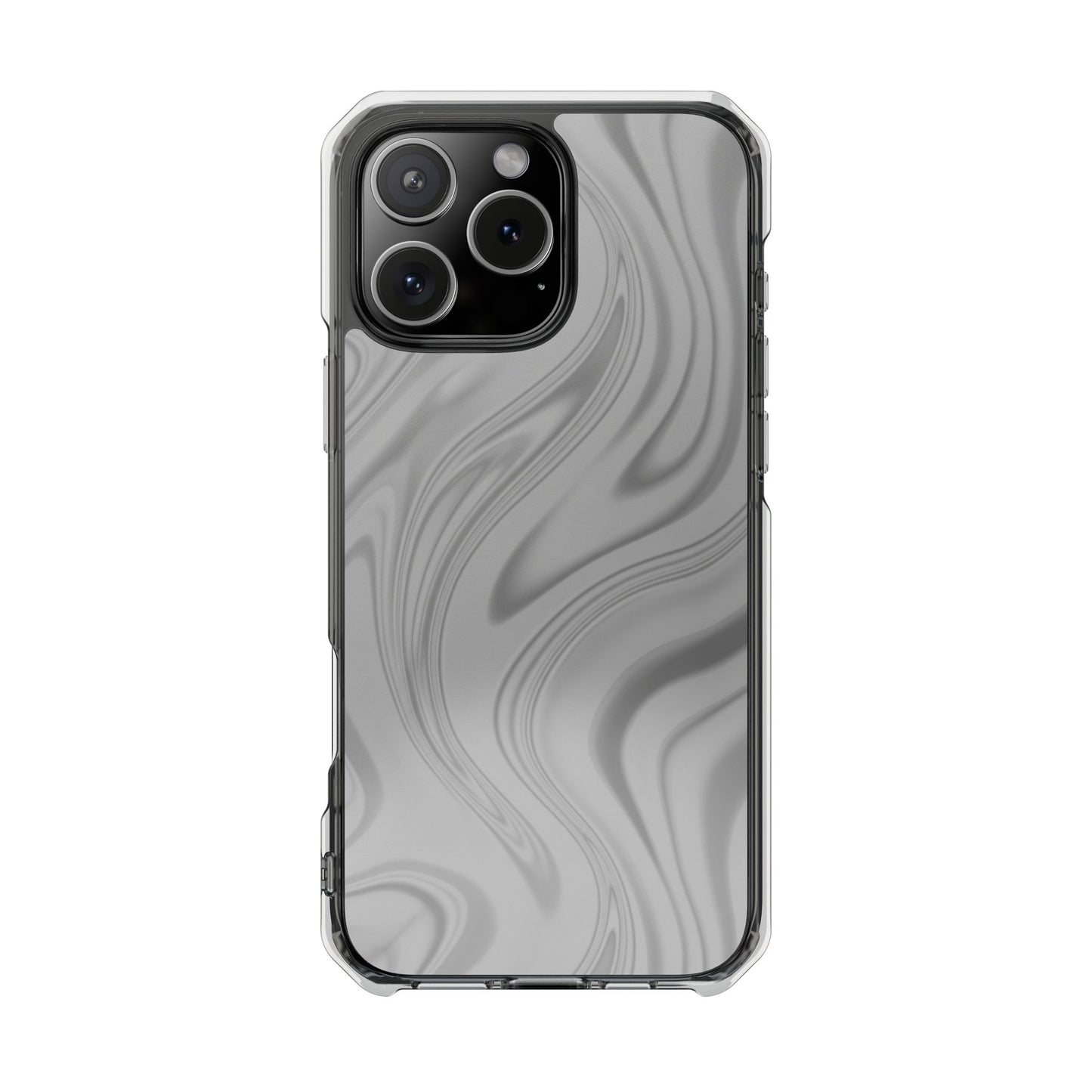 Clear Magnetic Impact Phone Case — Gray Marble Swirl