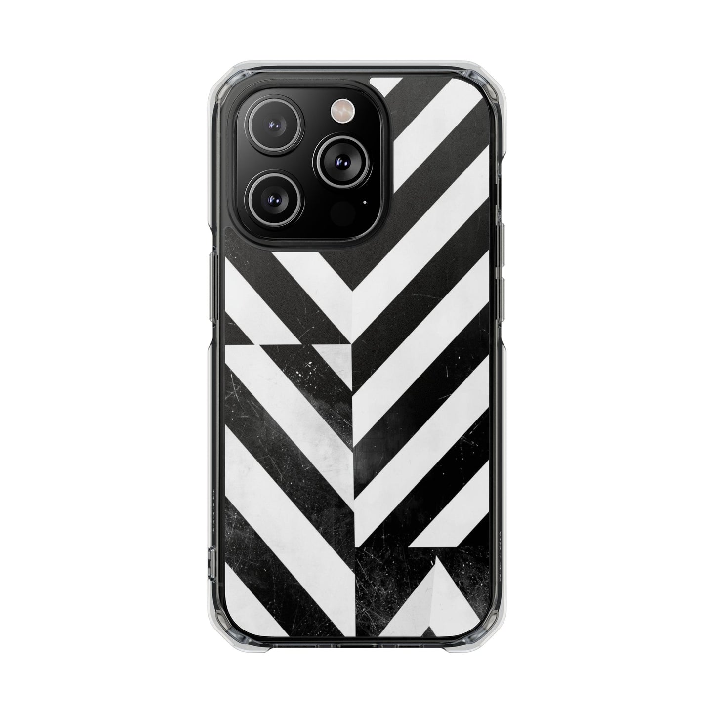 Clear Magnetic Phone Case — Bold Black & White Chevron Impact Design
